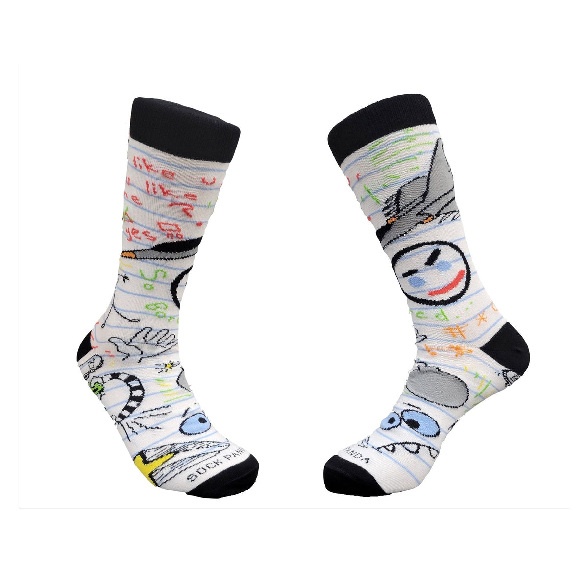 School Notebook Nostalgia Doodle Socks from the Sock Panda