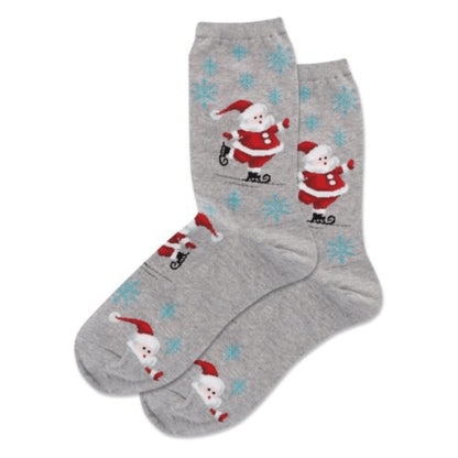 Skating Santa Crew Socks (Adult Medium - Women's Shoe Sizes 5 - 10)