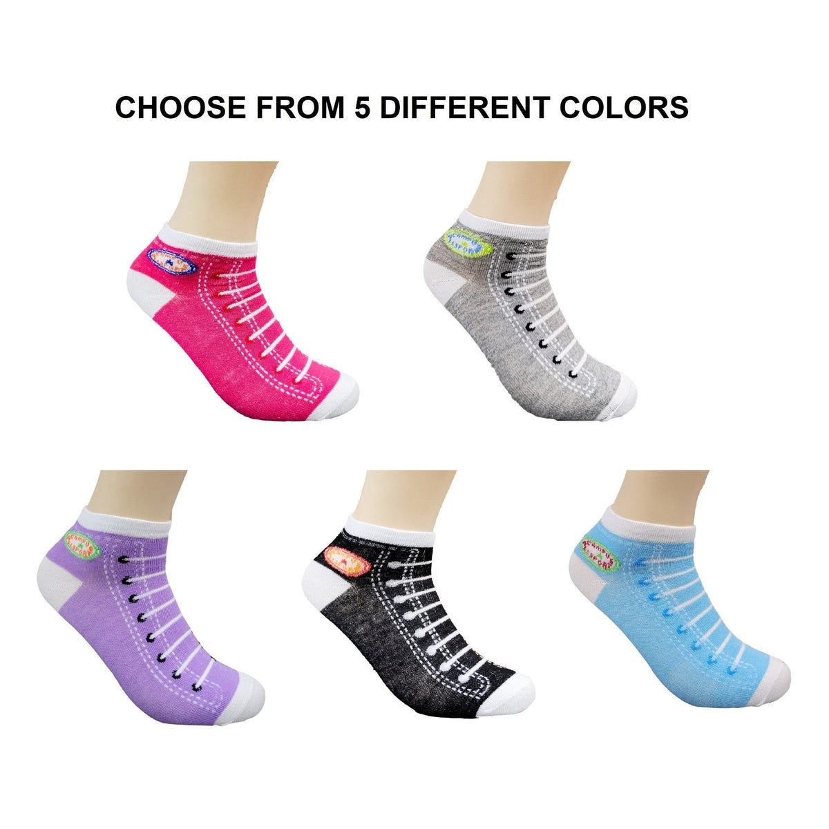 Sneaker Pattern Ankle Socks (Adult Medium - Women's Shoe Sizes 5 - 10)