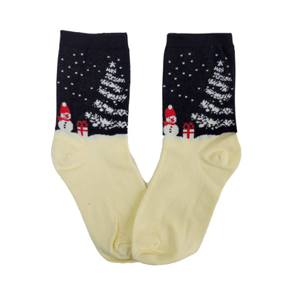 Snowman with Gift Winter Holiday Socks (Adult Medium - Women's Shoe Sizes 5 - 10)