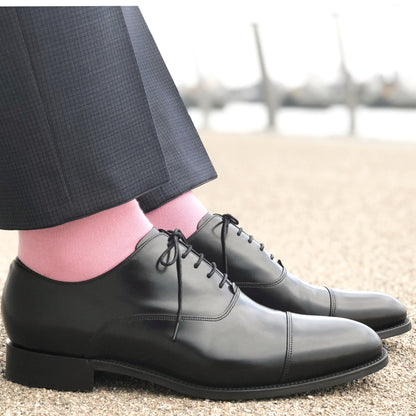 Solid Color Crew Cotton Dress Socks - Light Pink