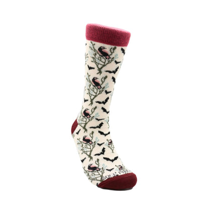 Sophisticated Bat & Birds Socks - (Adult Medium - Women's Shoe Sizes 5 - 10)