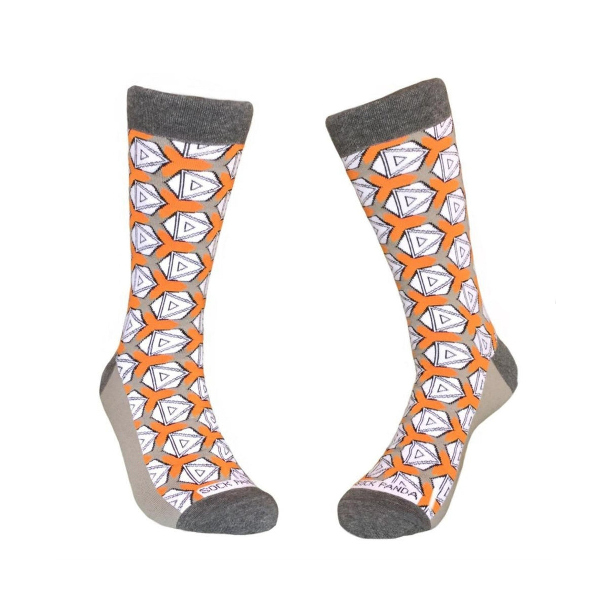 Stylish and Unique Orange & Grey Geometric Socks