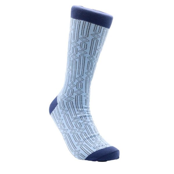 Stylish Blue Rectangle Diamond Socks (Adult Large - Men's Shoe Sizes 8 - 12)