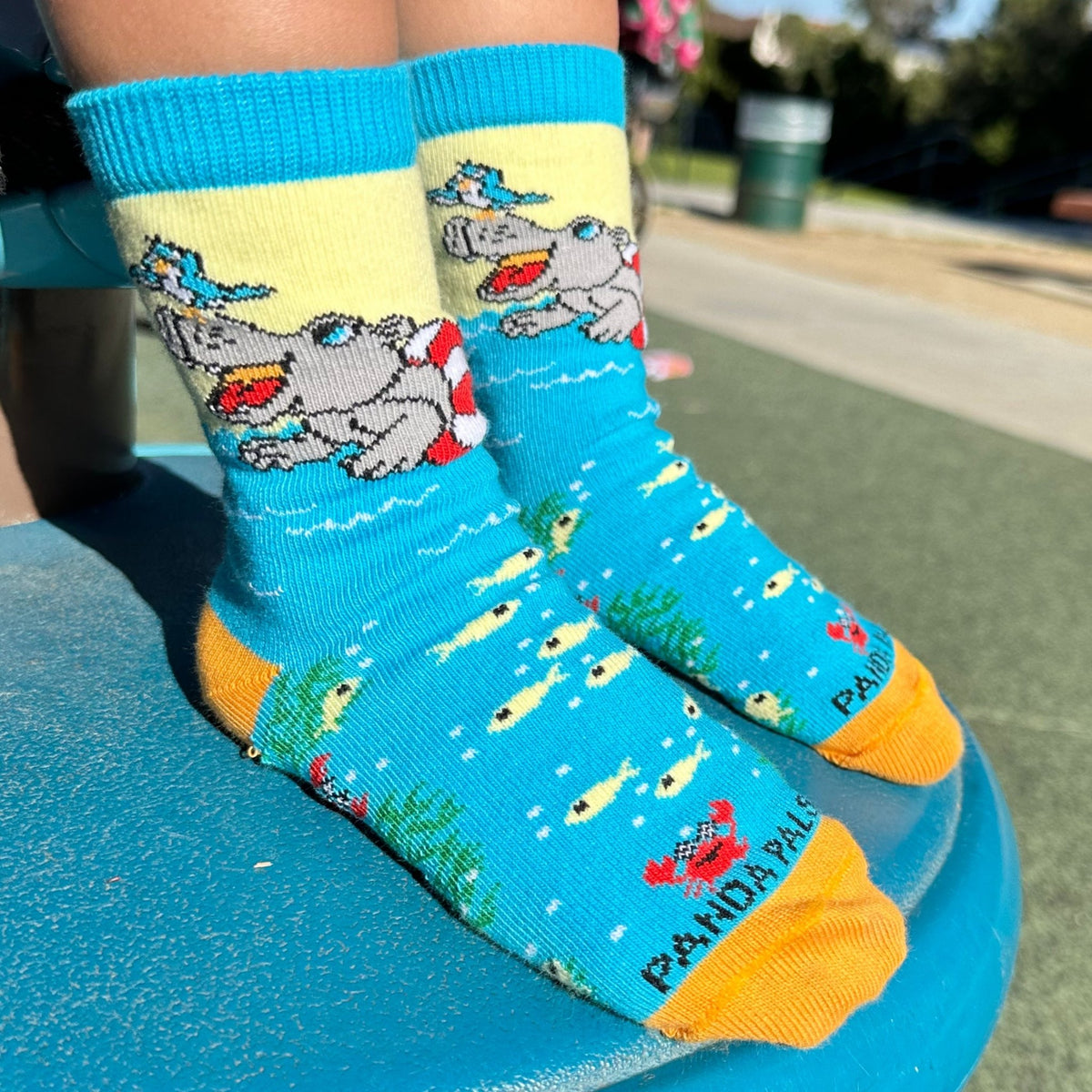 Swimming Hippos Socks from the Sock Panda (Ages 3 - 7)