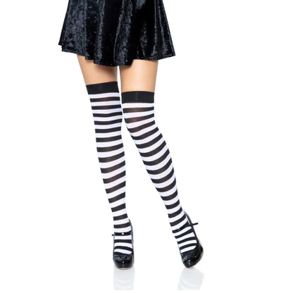 Thin Striped Patterned Socks (Thigh High)