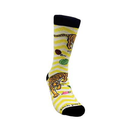 Tiger Playing with Toys Socks from the Sock Panda (Adult Medium - Women's Shoe Sizes 5 - 10)