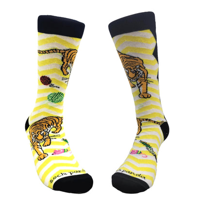 Tiger Playing with Toys Socks from the Sock Panda (Adult Medium - Women's Shoe Sizes 5 - 10)