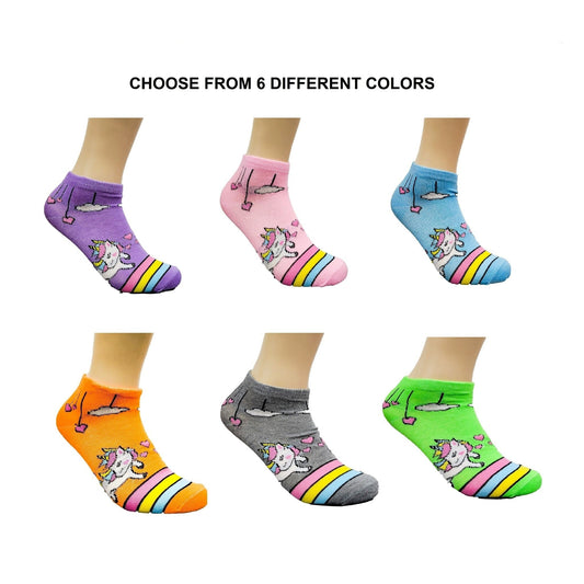 Unicorn Ankle Rainbow Socks (Adult Medium - Women's Shoe Sizes 5 - 10)