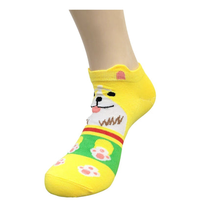 Yellow Puppy Dog Ankle Socks (Adult Medium - Women's Shoe Sizes 5 - 10)